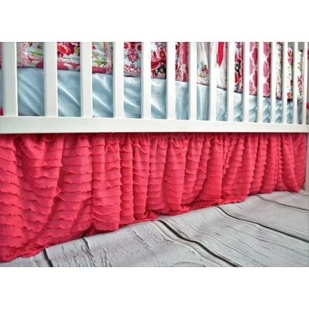 Fur Ruffle - Hot Pink Ruffle Crib Skirt for Baby Bedding Nursery Decor