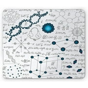 Lunarable Abstract Mouse Pad, Science Physics DNA Molecule Formulas Atomic Chemical Analyses Display, Rectangle Non-Slip Rubber Mousepad, Standard Size, Petrol Blue Pale