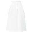 thumbnail image 5 of INSPIRE CHIC Women's Cotton Skirt Elastic Waist Casual Peasant A-Line Midi Skirts with Pockets XS White, 5 of 8