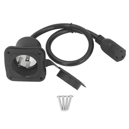 Falleo Clearance AC Power Inlet Plug 2 Pole 3 Wire NEMA 5?15 RV Flange Inlet 15A AC Port Plug with Waterproof Cover 125V US Plug