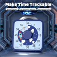 thumbnail image 3 of 7.5-Inch Rocket Pattern Visual Timer for Kids, 60-Minute Countdown Timer for Classroom or Kitchen, Durable Mechanical Timer Clock with Magnetic Backing (Blue), 3 of 4