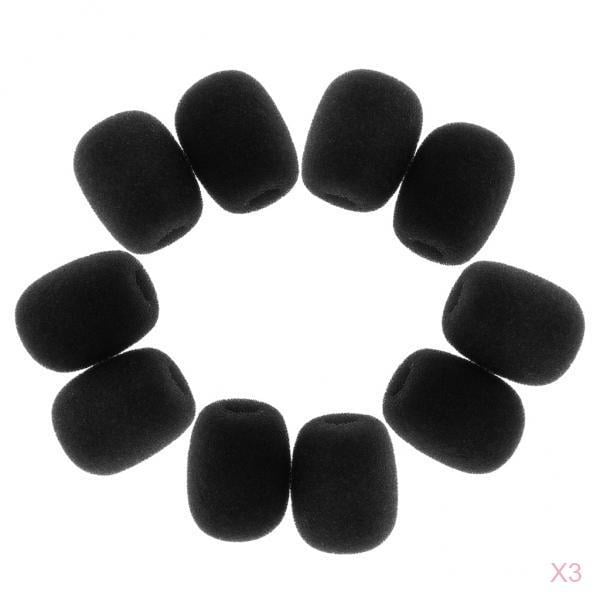 Mini de parabrisas con cubierta de esponja para micrófono, paquete de 30 piezas - Cubiertas de micrófono negras Baoblaze Cubierta de la esponja del micrófono