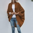 thumbnail image 4 of Lovskoo 2024 Cardigan Sweaters for Women Open Front Spring and Fall Solid Color Long Sleeved Pocket Shirt Loose Lapel Oversized Winter Outerwear Tops Brown, 4 of 5