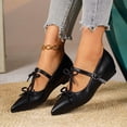 thumbnail image 6 of Women's Versatile Flat Mary Janes Summer 2026 Cute Bow Pointed Toe Ankle Strap Slip-On Flats Comfortable Lightweight Casual Dress Shoes Black 6, 6 of 9