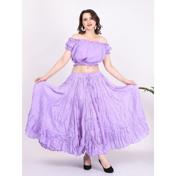 Wevez Professional ATS Dancers 32 Yards Full Cotton Skirt (Lilac)