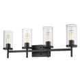 thumbnail image 1 of Golden Lighting 7011-BA4 BLK-CLR Winslett 4 Light Bath Vanity in Black with Ribbed Clear Glass Shade, 1 of 1