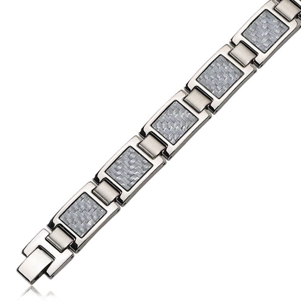 Kevin Jewelers Stainless Steel Grey Carbon Fiber Bracelet Walmart