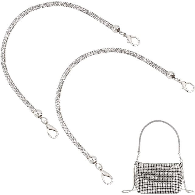 Short Purse Straps Replacement 13.4" Rhinestone Bag Strap Bag Chain Strap with Lobster Clasp for Women Underarm Bag Shoulder Bag Handbag Tote Satchel Replacement Accessories