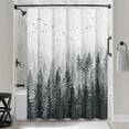 thumbnail image 2 of Extra Long 84 Inch Grey and White Misty Forest Shower Curtain Set Sliver Gray Ombre Water Repellent Waffle Weave Fabric Shower Curtains for Bathroom Nature Tree Mountain Woodland Bath Curtain Decor, 2 of 6