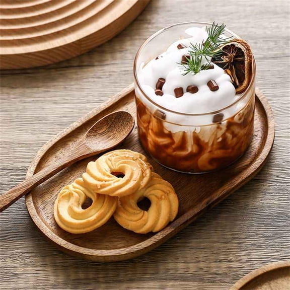 Homelyt Small Wood Tray Natural Oval Wooden Serving Tray for Jewellery Keys Desserts Cup Cheese Plate Decorative Wood Trays for Home Kitchen Tableware