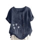 thumbnail image 1 of Vestidos Casuales Para Mujer, Blusas De Mujer De Moda Blusa informal de lino con cuello redondo, manga corta y botones para mujer, 1 of 4
