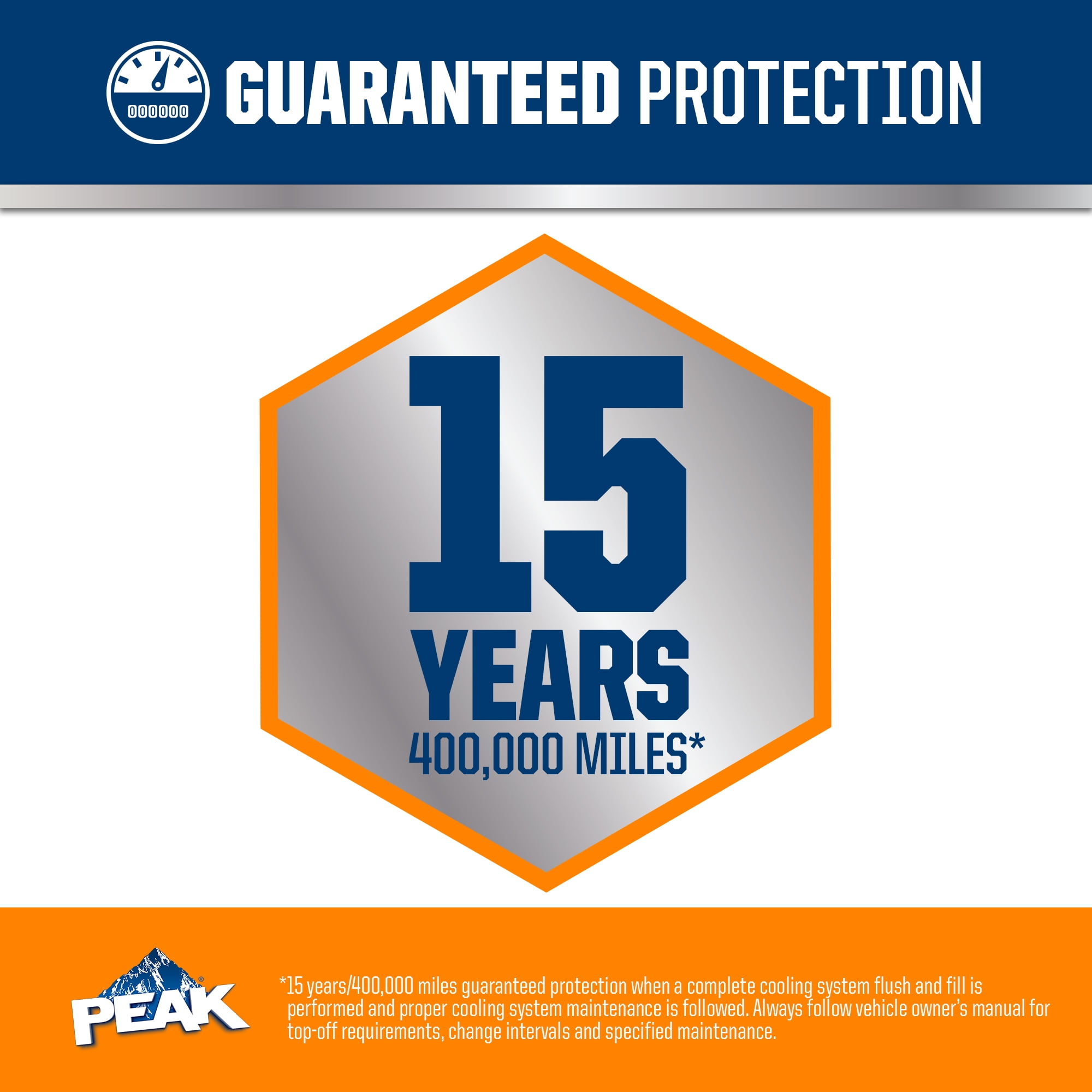 PEAK Original Equipment Technology North American Vehicles Orange, 50/50 Prediluted Antifreeze & Coolant, 1 gal