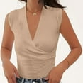 thumbnail image 1 of LSLJS Women's Womens Mode Confortable Décontracté V-Neck Manches Courtes Uni Top Blouse, Camisole Tank Tops, 1 of 7