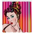 thumbnail image 3 of Ambesonne Art Shower Curtain, Blue Eyed Woman Pop Art, 69"Wx84"L, Red Eggshell Multicolor, 3 of 3