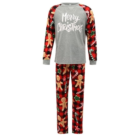 

MERSARIPHY Christmas Family Parent-child Pajamas Letter T-shirt Trousers Home Set