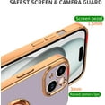 thumbnail image 3 of for Purple iPhone 15 Case with Ring Holder Kickstand [with Magnetic] Soft TPU Bumper, Glitter Gold Electroplated Cover Full Camera Protective Phone Case for iPhone 15 2023, 3 of 14