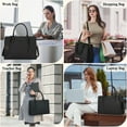 thumbnail image 3 of Laptop Bag for Women 15.6 Inch Waterproof PU Leather Computer Tote Bag Professional Business Office Work Bags Briefcase Large Capacity Lightweight Women Handbag Shoulder Bag Black, 3 of 4