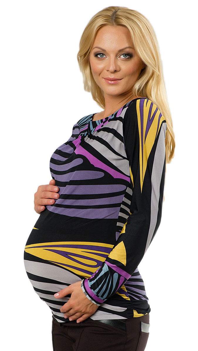 Olian Maternity Women's Abstract Print Twist Accent Front Top X-Small Multi 