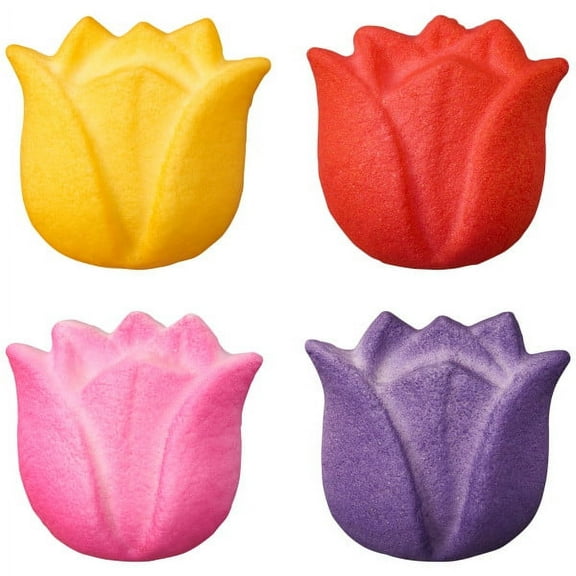 Small Edible Tulips Molded Sugar Cake/Cupcake Decorations - 12 ct