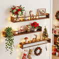 thumbnail image 3 of MEHOOM 24" Rustic Solid Book Shelves for Wall Set of 3, Floating Shelves for Bathroom,Kids Room,Bedroom,Living Room,Kitchen,Study Room,Torched Wood Wall Shelves Farmhouse Decor, 3 of 10