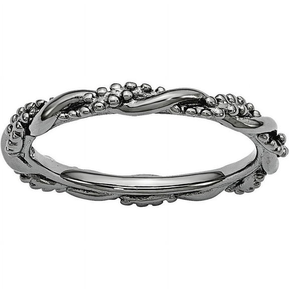 Sterling Silver Black-Plated Twist Ring