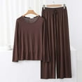 thumbnail image 2 of Mlzmgr Underwear Sets for Women Long Sleeve Crew Neck Shirts Loose Pants 2 PC Sets for Women Sleep Wear Comfy Soft, 2 of 3