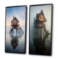 thumbnail image 3 of Designart "Misty Lake Day Wooden Pier to Lakehouse" Lakehouse Framed Wall Art Set Of 2 - Lake House Blue Framed Canvas Set For Living Room Decor, 3 of 6