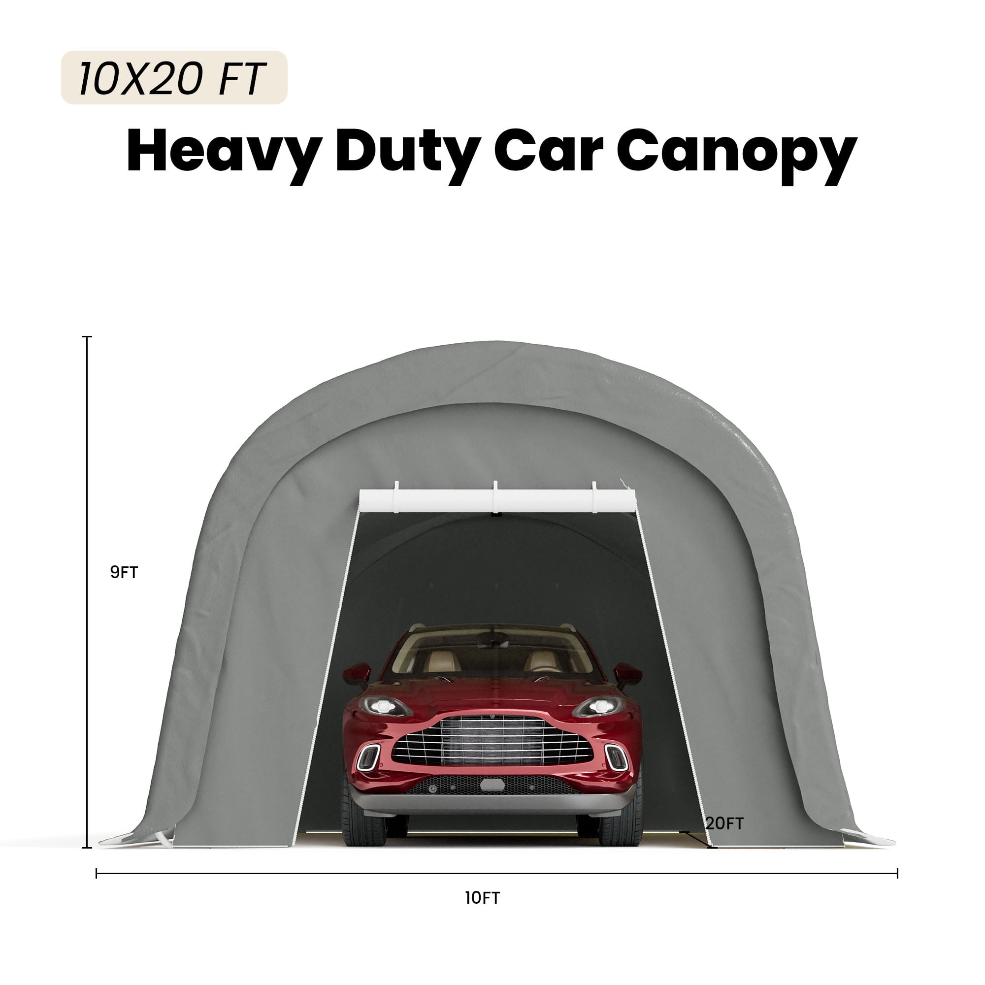 VENTOPYR 10'x20'Heavy Duty Carport ,Portable Outdoor Canopy Garage with Waterproof PE Roof and Steel Frame