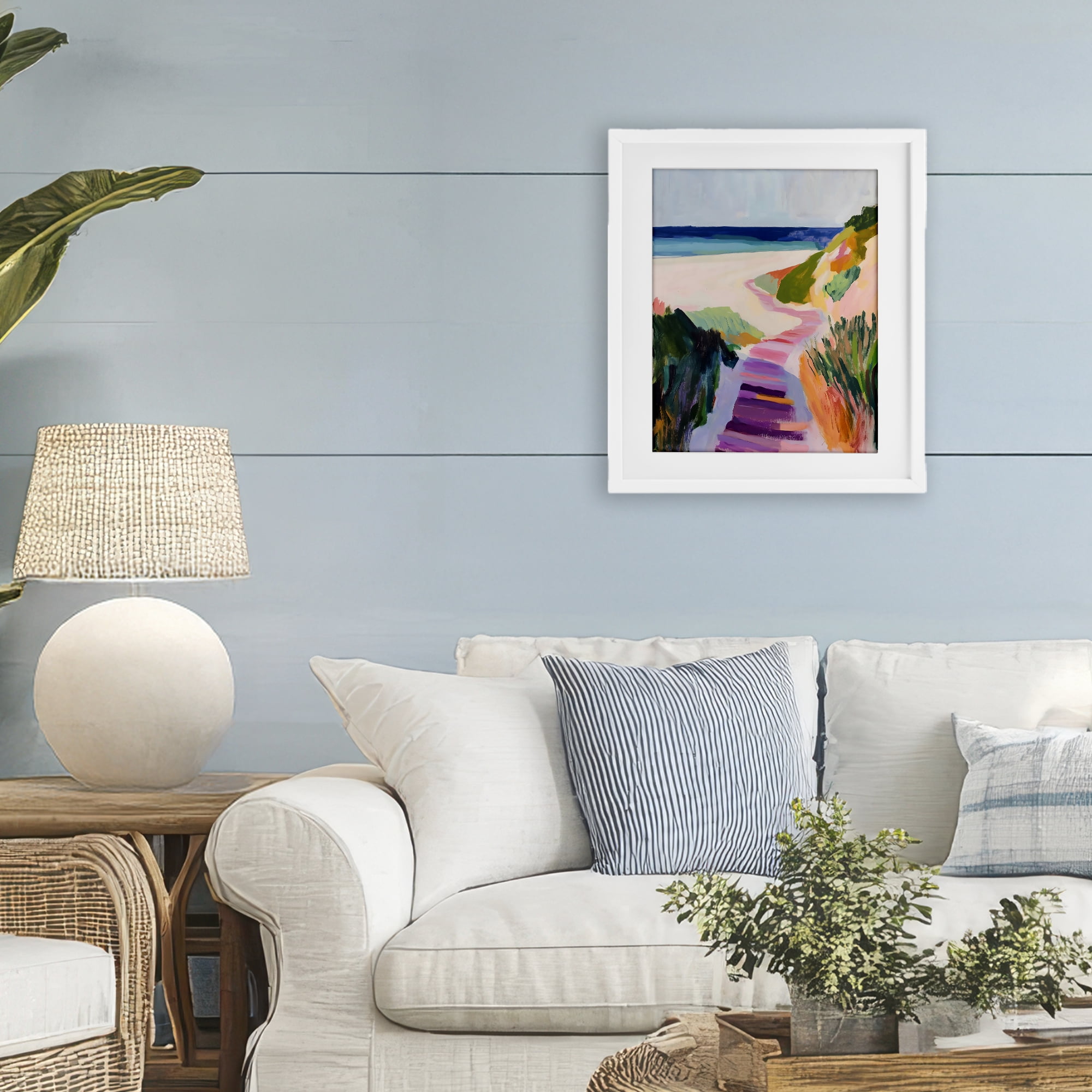 Stupell Industries Pastel Beach Pathway to Shore White Framed Print Under Glass, design by The Prints Vibe