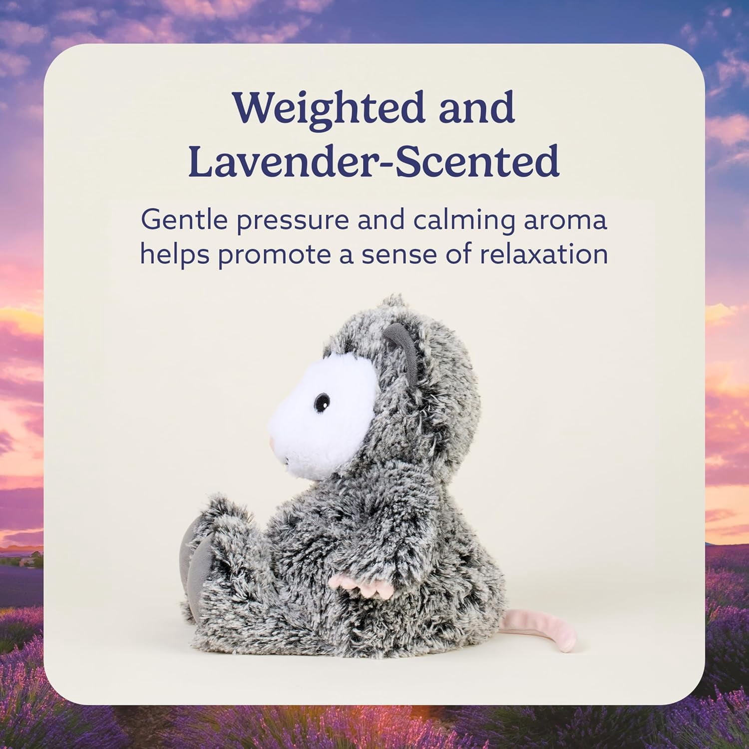 warmies 13” Opossum Stuffed Animal, Microwavable Heated Plushies and Weighted Soft Plush Toys