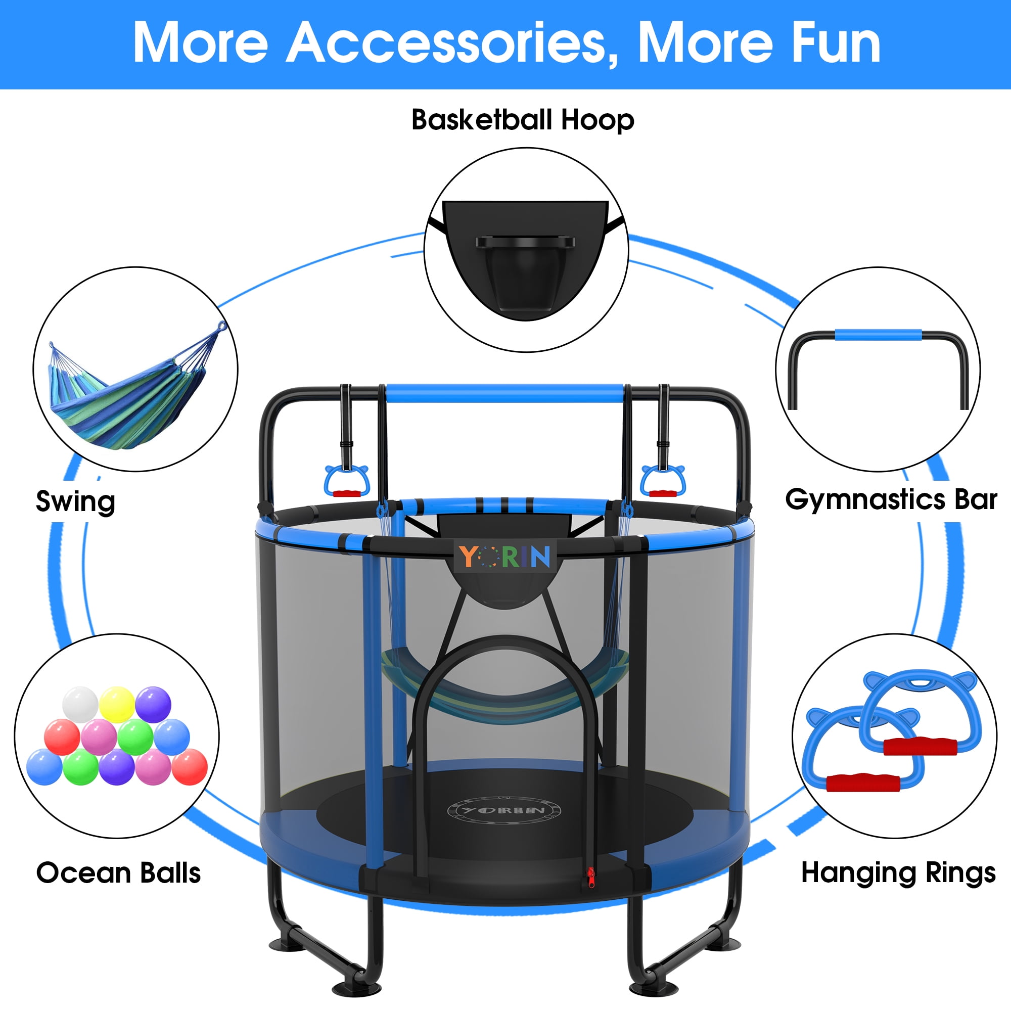 YORIN Trampoline for Kids, 55'' Toddler Mini Trampoline with