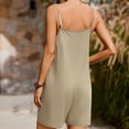 thumbnail image 4 of lcziwo Womens Summer Casual Sleeveless Rompers Vacation Beach Spaghetti Strap Shorts Overalls Solid Causal Cotton Comfy Romper with Pockets Today's Lightning Sales Beige XXL, 4 of 9