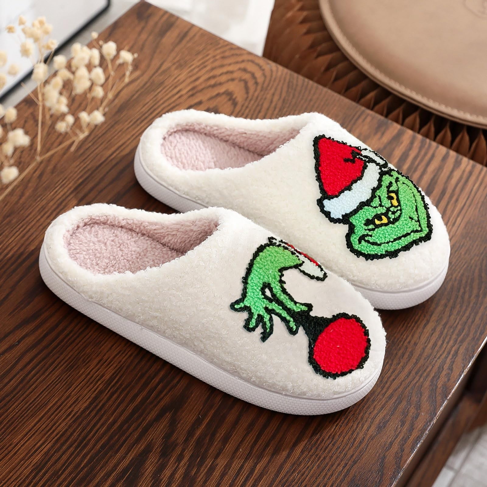Chauffe-pieds Polaire The Grinch - Non électrique, Antidérapant - Taille Unique Pour Femme/ado - Cadeau Noël