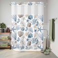 thumbnail image 6 of No Hook Shower Curtain, Coastal Seashells Shower Curtains for Bathroom with See Through Top Window, Nautical Beach Ocean Creatures Leaves Waterproof & Washable Bath Curtain Extra Long 72"x96", 6 of 9