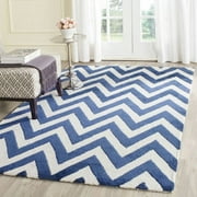 SAFAVIEH Cambridge Kaitlyn Zig Zag Stripes Wool Area Rug, Navy/Ivory, 5' x 8'