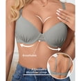 thumbnail image 7 of Kvture Push Up Bra Smoothing Underwire T-Shirt Bras for Women Deep Plunge Lift Up Padded Cup Gray Bra 70B, 7 of 7