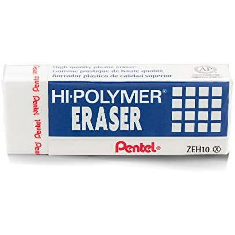 Pentel Hi-Polymer Eraser, White Erasers, Assorted Sizes, 6/Pack (ZEH2510BP)