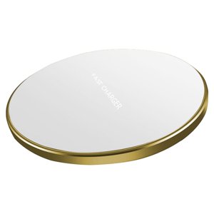 Amdohai QI Plaque de rechargeur sans fil ronde avec indicateur pour téléphone mobile Gold