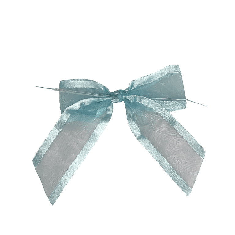 40 mm wide Blue Christmas Wired Ribbon, Satin Ribbon With Organza Edge