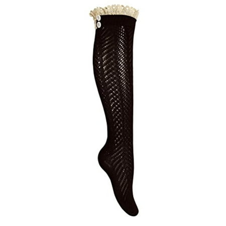 Peach Couture Cute Classy Victorian Vintage Cotton Knit Boot Socks Lace Top (Brown)