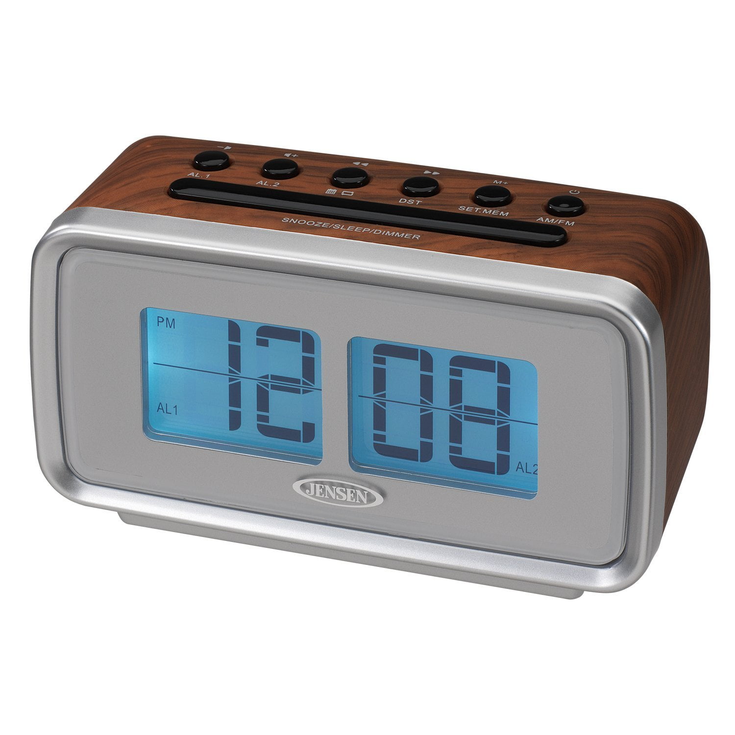 Jensen JCR232 Clock Radio, Brown NEW