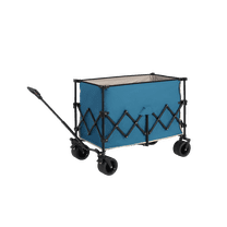 Beach Wagon,Collapsible Wagon 220lbs with Big Wheels Foldable Wagon Carts, Heavy Duty 300L Folding Utility Garden Cart with Big All-Terrain Beach Wheels & Drink Holders. Blue