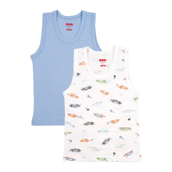 Camiseta Baby Creysi para Niño, sin Mangas Diseño Liso Azul Talla 10 Años, 2 Piezas