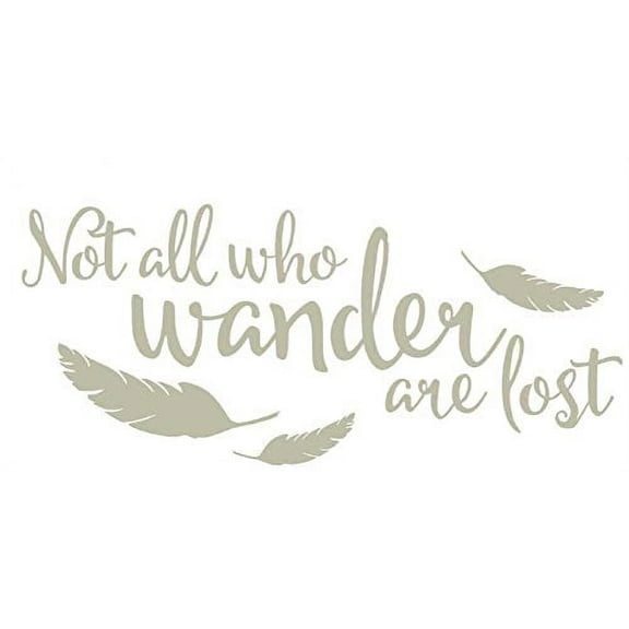 Not All Who Wander Are Lost Modern Wall Art Vinyl Decals Quote, Warm Gray, 23x10-Inch
