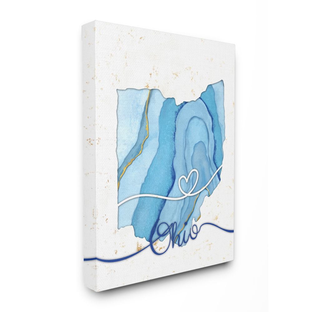 Stupell Industries Ohio Agate Blue US State Design Canvas Wall Art by Ziwei Li