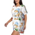 thumbnail image 2 of Daiia Gnome Camping Fishing Pattern Womens Pajama Sets Short Sleeve Pajamas for Women Sets Soft Lounge Sets Casual Round Neck Sleepwear PJS-Large, 2 of 7