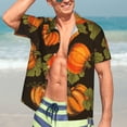 thumbnail image 5 of Lsque Orange Pumpkin pattern Hawaiian Shirt for Men, Unisex Summer Beach Casual Short Sleeve Button Down Shirts-Small, 5 of 9