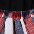 thumbnail image 5 of Mercatoo Teens Girls Skirt Set Long Sleeve Knitted Ribbed Shirt Tops Plaid Skirt Beret 3Pcs Outfit Kid Fall Winter Clothes, 5 of 7