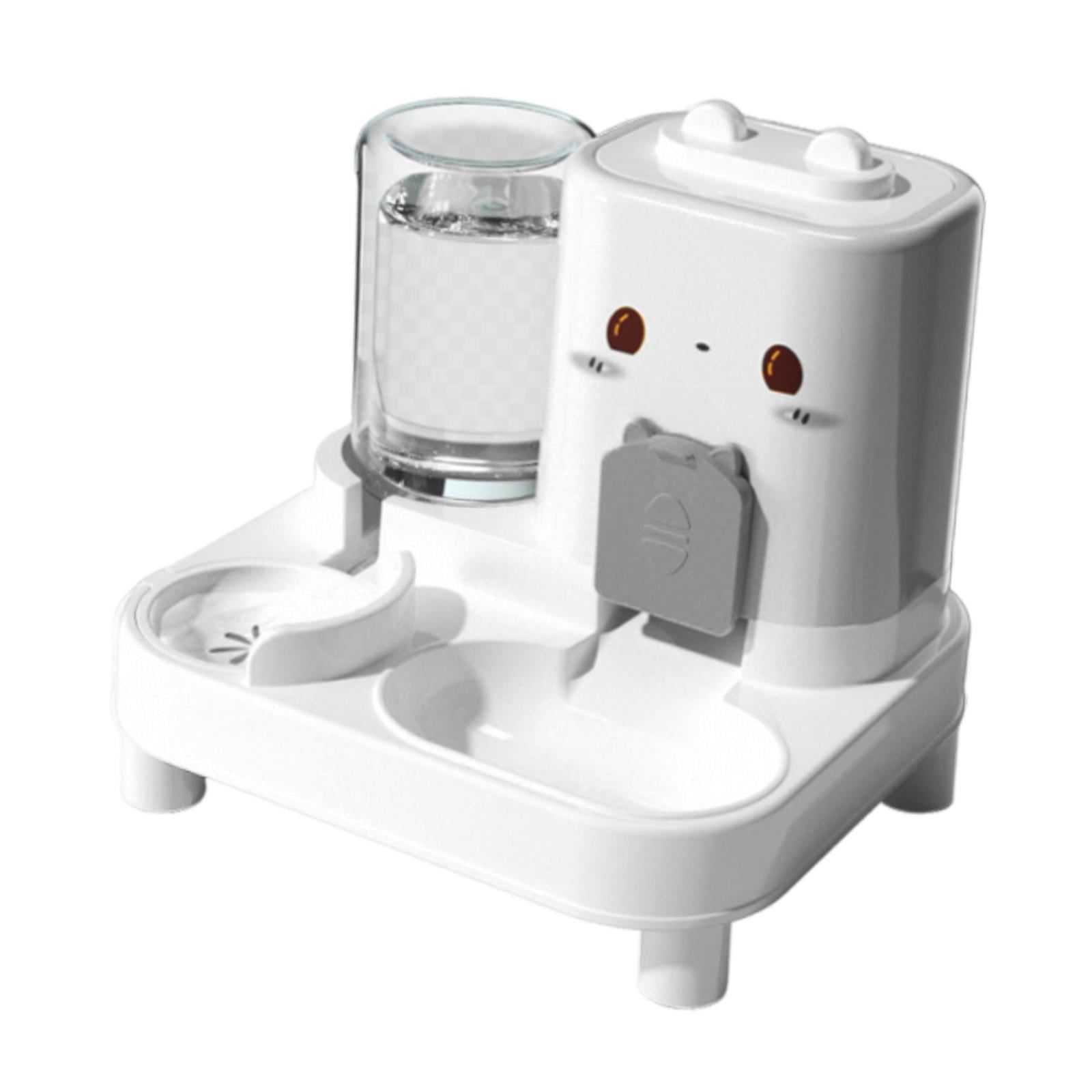 Serenable Automatic Cat Feeder and Water Dispenser Automatic Pet Feeder Convenient Compact Household Food feed Pet Food Bowl for Kitten White