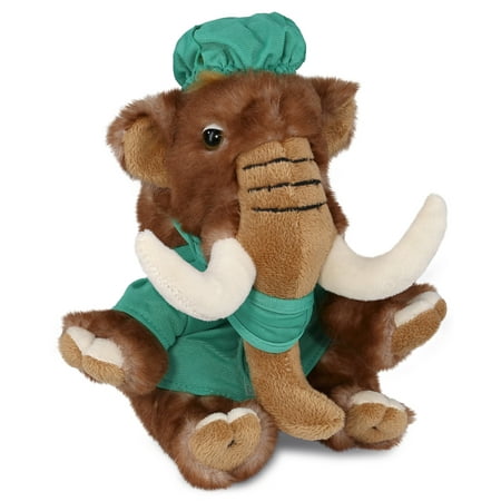 DolliBu Wild Mammoth Doctor Plush Toy - Super Soft Mammoth Doctor Stuffed Animal Dress Up with Cute Scrub Uniform and Cap Outfit - Fluffy Doctor Toy Plush Gift - 10 Inches